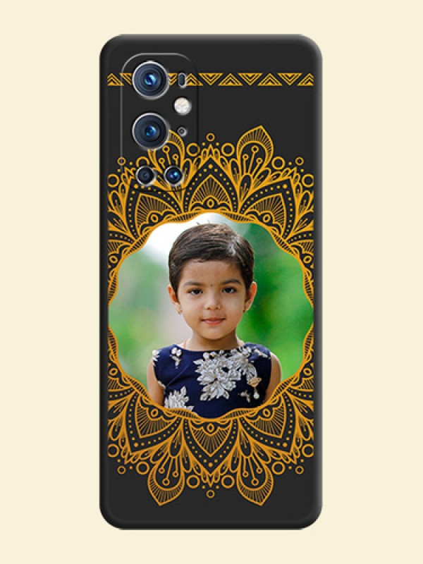 Round Image with Floral Design on Photo on Space Black Soft Matte Mobile Cover - Oneplus 9 Pro 5G