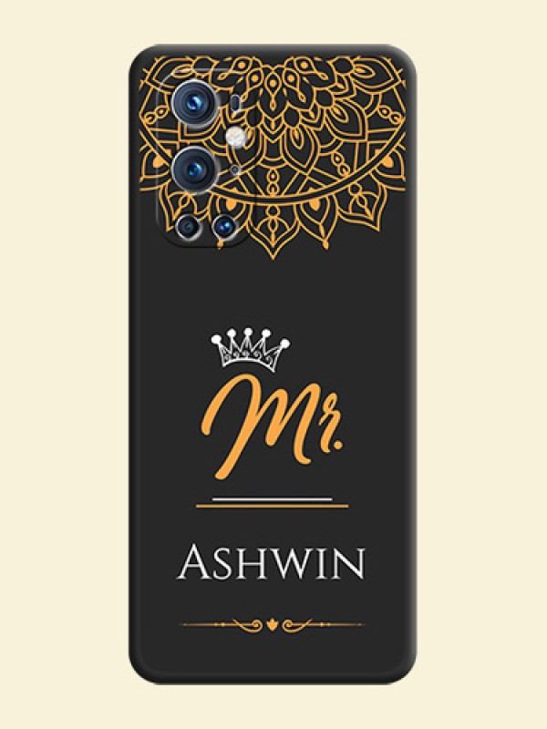 Mr Name with Floral Design  on Personalised Space Black Soft Matte Cases - Oneplus 9 Pro 5G