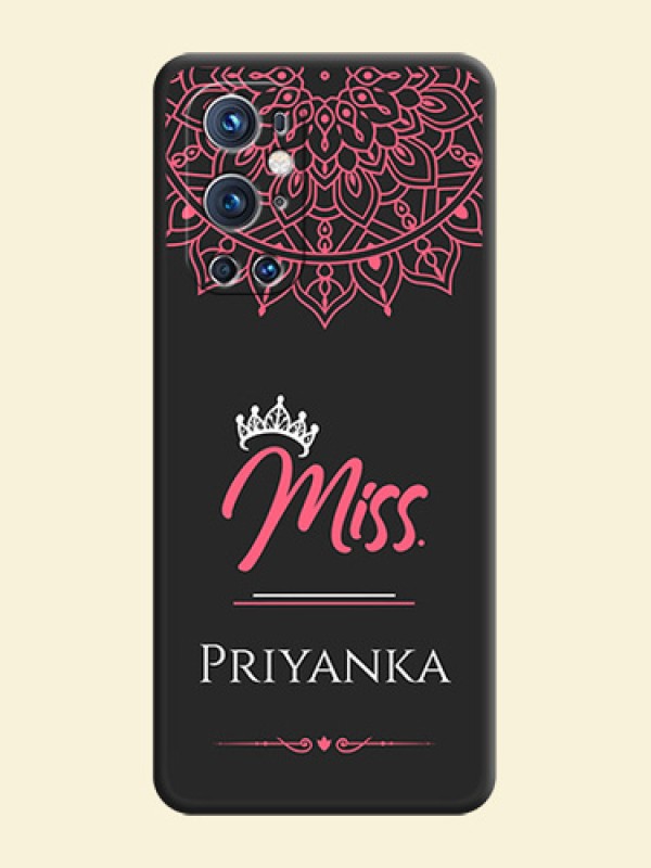 Mrs Name with Floral Design on Space Black Personalized Soft Matte Phone Covers - Oneplus 9 Pro 5G