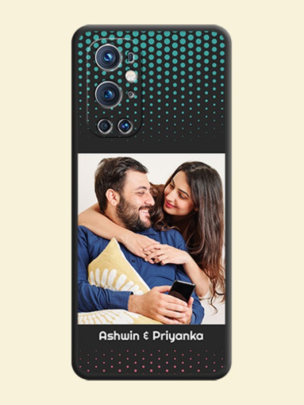 Faded Dots with Grunge Photo Frame and Text on Space Black Custom Soft Matte Phone Cases - Oneplus 9 Pro 5G