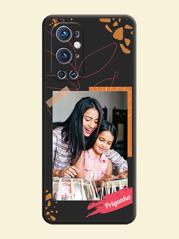 Orange Photo Frame on Space Black Custom Soft Matte Phone Back Cover - Oneplus 9 Pro 5G
