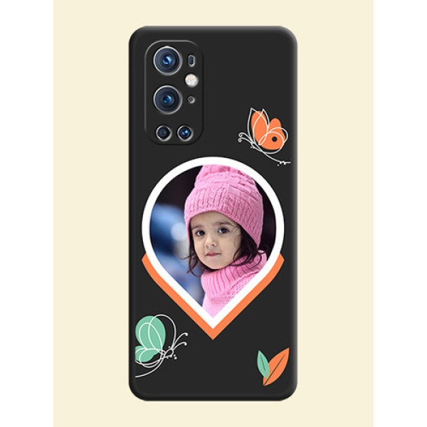 Upload Pic With Simple Butterly Design On Space Black Personalized Soft Matte Phone Covers -Oneplus 9 Pro 5G Upload Pic With Simple Butterly Design On Space Black Personalized Soft Matte Phone Covers -Oneplus 9 Pro 5G