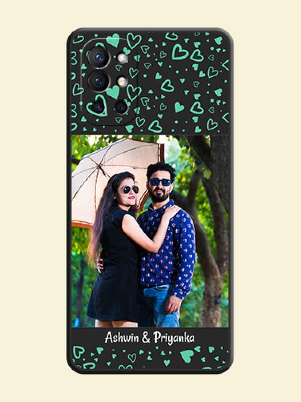 Sea Green Indefinite Love Pattern on Photo on Space Black Soft Matte Mobile Cover - Oneplus 9R 5G