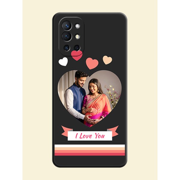 Love Shaped Photo with Colorful Stripes on Personalised Space Black Soft Matte Cases - Oneplus 9R 5G