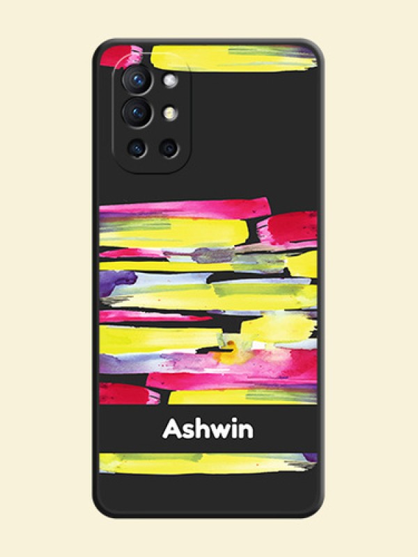 Brush Coloured on Space Black Personalized Soft Matte Phone Covers - Oneplus 9R 5G
