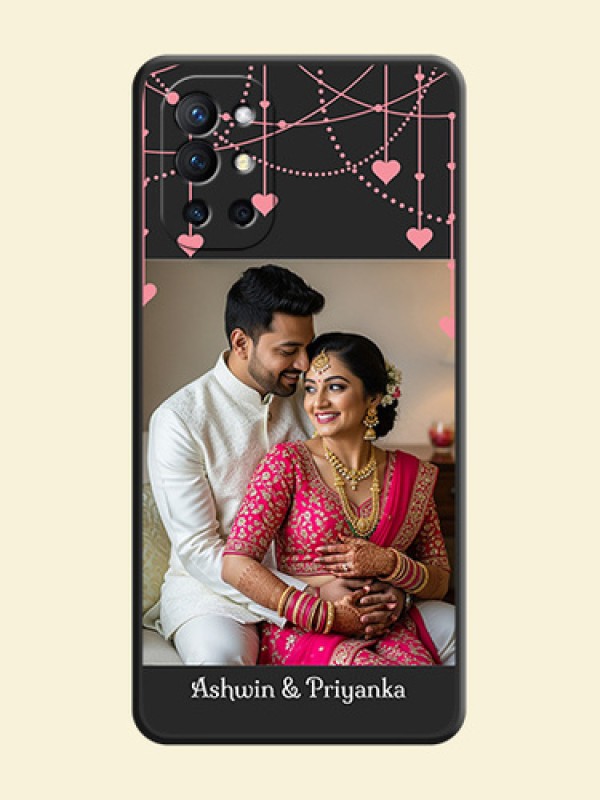 Pink Love Hangings with Text on Space Black Custom Soft Matte Back Cover - Oneplus 9R 5G