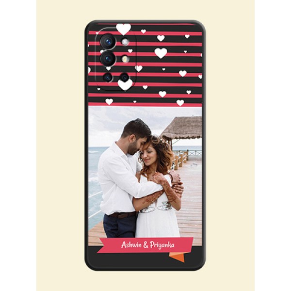 White Color Love Symbols with Pink Lines Pattern on Space Black Custom Soft Matte Phone Cases - Oneplus 9R 5G White Color Love Symbols with Pink Lines Pattern on Space Black Custom Soft Matte Phone Cases - Oneplus 9R 5G