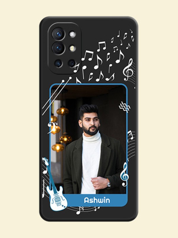 Musical Theme Design with Text on Photo on Space Black Soft Matte Mobile Case - Oneplus 9R 5G