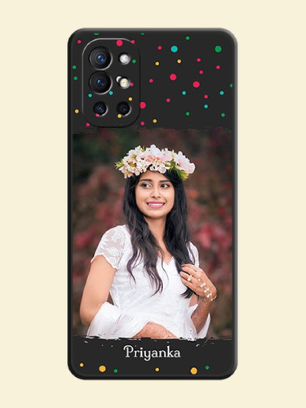 Multicolor Dotted Pattern with Text on Space Black Custom Soft Matte Phone Back Cover - Oneplus 9R 5G