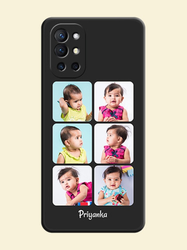 Floral Art with 6 Image Holder on Photo on Space Black Soft Matte Mobile Case - Oneplus 9R 5G
