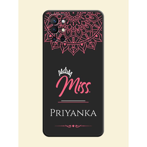 Mrs Name with Floral Design on Space Black Personalized Soft Matte Phone Covers - Oneplus 9R 5G Mrs Name with Floral Design on Space Black Personalized Soft Matte Phone Covers - Oneplus 9R 5G