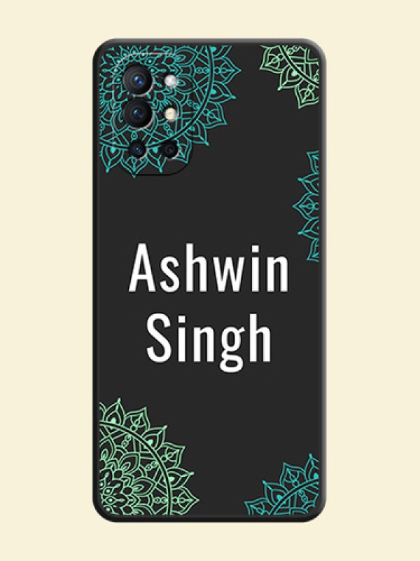 Your Name with Floral Design on Space Black Custom Soft Matte Back Cover - Oneplus 9R 5G