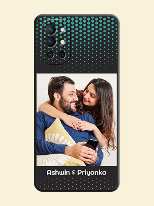 Faded Dots with Grunge Photo Frame and Text on Space Black Custom Soft Matte Phone Cases - Oneplus 9R 5G