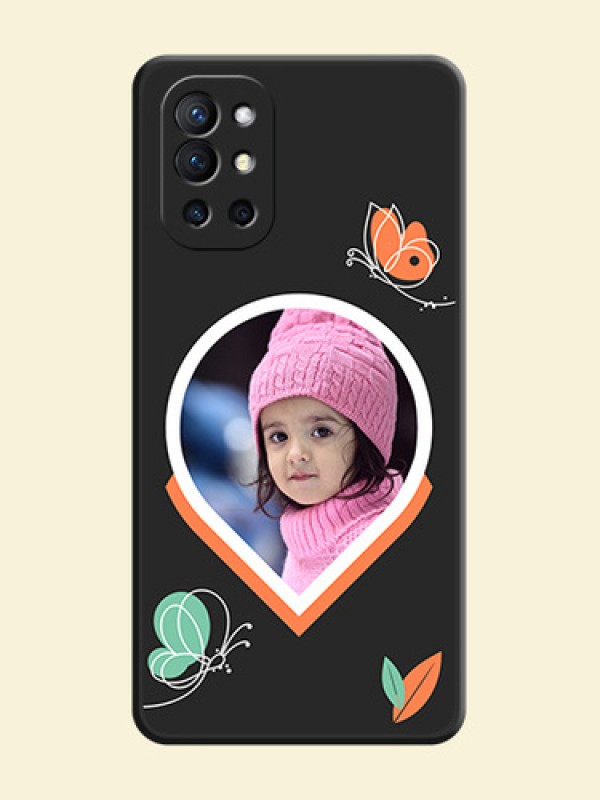 Upload Pic With Simple Butterly Design On Space Black Personalized Soft Matte Phone Covers -Oneplus 9R 5G