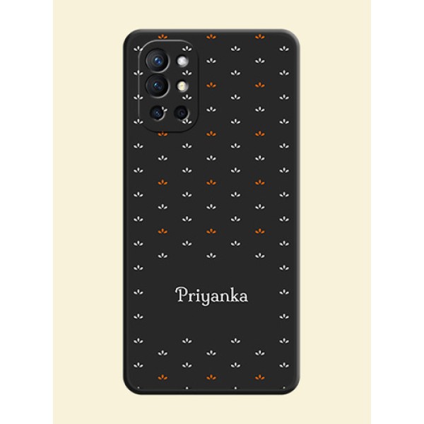 Simple Pattern With Custom Text On Space Black Personalized Soft Matte Phone Covers -Oneplus 9R 5G Simple Pattern With Custom Text On Space Black Personalized Soft Matte Phone Covers -Oneplus 9R 5G