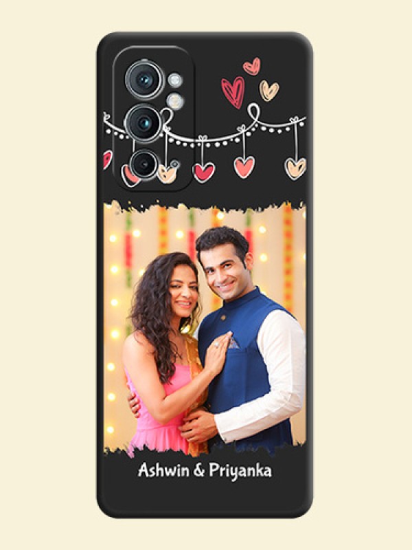 Pink Love Hangings with Name on Space Black Custom Soft Matte Phone Cases - OnePlus 9RT 5G