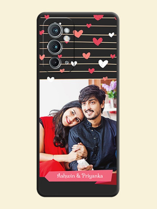 Love Pattern with Name on Pink Ribbon  on Photo on Space Black Soft Matte Back Cover - OnePlus 9RT 5G