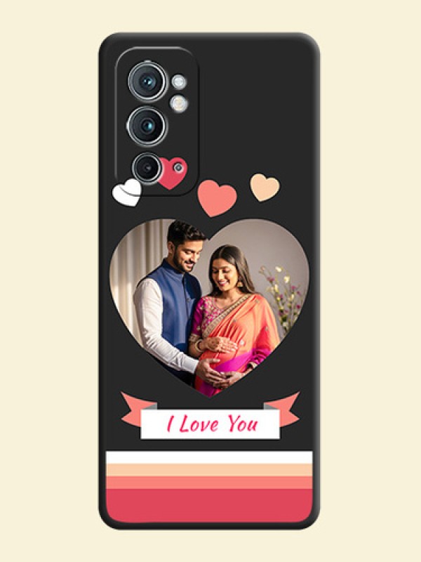 Love Shaped Photo with Colorful Stripes on Personalised Space Black Soft Matte Cases - OnePlus 9RT 5G