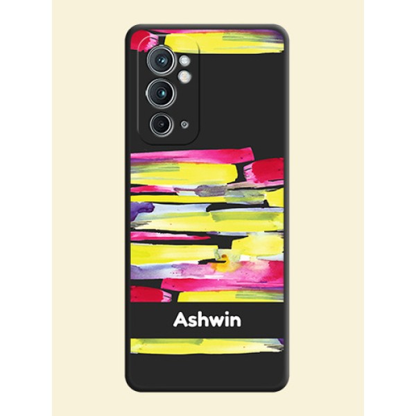 Brush Coloured on Space Black Personalized Soft Matte Phone Covers - OnePlus 9RT 5G Brush Coloured on Space Black Personalized Soft Matte Phone Covers - OnePlus 9RT 5G