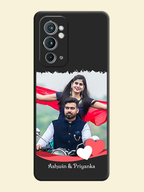 Pin Color Love Shaped Ribbon Design with Text on Space Black Custom Soft Matte Phone Back Cover - OnePlus 9RT 5G