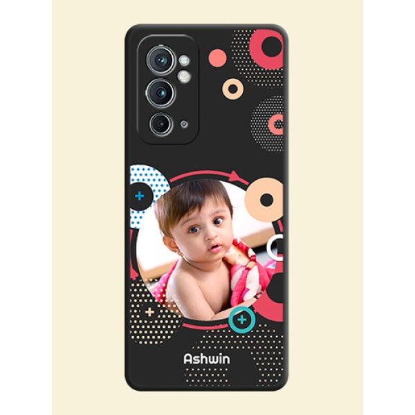 Multicoloured Round Image on Personalised Space Black Soft Matte Cases - OnePlus 9RT 5G Multicoloured Round Image on Personalised Space Black Soft Matte Cases - OnePlus 9RT 5G