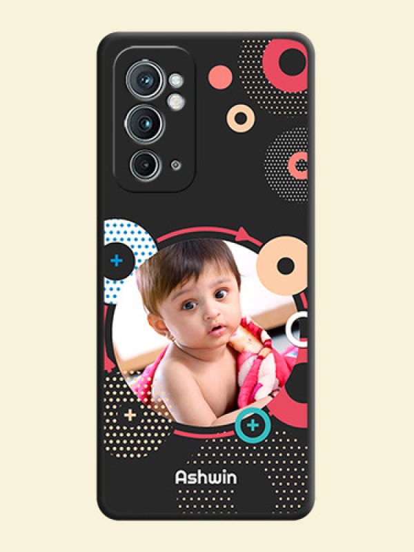 Multicoloured Round Image on Personalised Space Black Soft Matte Cases - OnePlus 9RT 5G