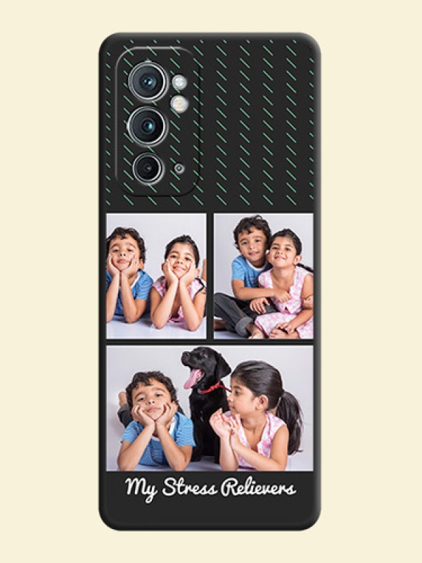 Cross Dotted Pattern with 2 Image Holder  on Personalised Space Black Soft Matte Cases - OnePlus 9RT 5G