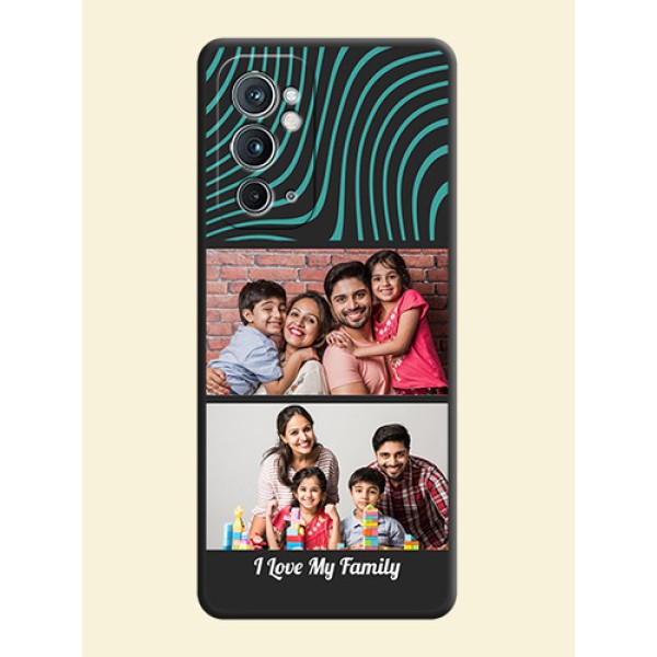 Wave Pattern with 2 Image Holder on Space Black Personalized Soft Matte Phone Covers - OnePlus 9RT 5G Wave Pattern with 2 Image Holder on Space Black Personalized Soft Matte Phone Covers - OnePlus 9RT 5G