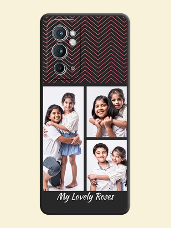 Wave Pattern with 3 Image Holder on Space Black Custom Soft Matte Back Cover - OnePlus 9RT 5G