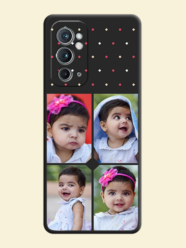 Multicolor Dotted Pattern with 4 Image Holder on Space Black Custom Soft Matte Phone Cases - OnePlus 9RT 5G