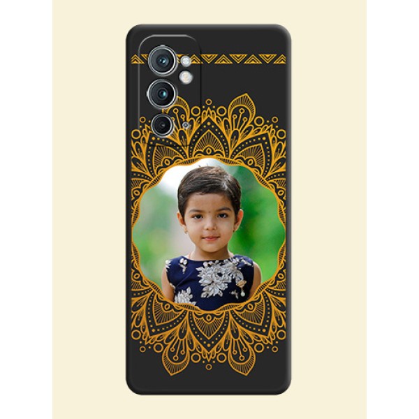 Round Image with Floral Design on Photo on Space Black Soft Matte Mobile Cover - OnePlus 9RT 5G Round Image with Floral Design on Photo on Space Black Soft Matte Mobile Cover - OnePlus 9RT 5G