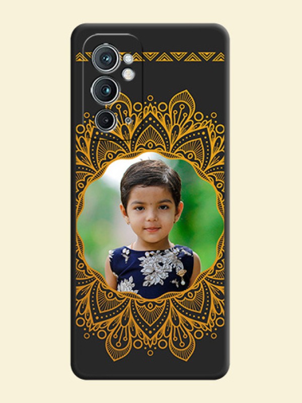 Round Image with Floral Design on Photo on Space Black Soft Matte Mobile Cover - OnePlus 9RT 5G