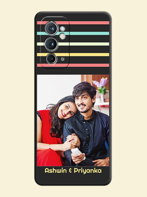 Color Stripes with Photo and Text on Photo on Space Black Soft Matte Mobile Case - OnePlus 9RT 5G