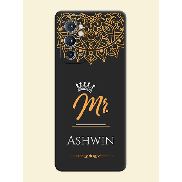 Mr Name with Floral Design on Personalised Space Black Soft Matte Cases - OnePlus 9RT 5G Mr Name with Floral Design on Personalised Space Black Soft Matte Cases - OnePlus 9RT 5G