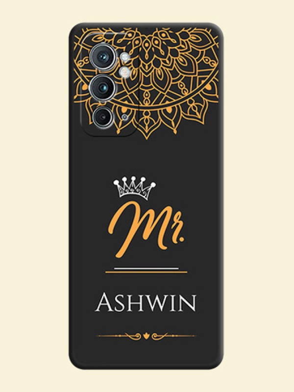 Mr Name with Floral Design  on Personalised Space Black Soft Matte Cases - OnePlus 9RT 5G