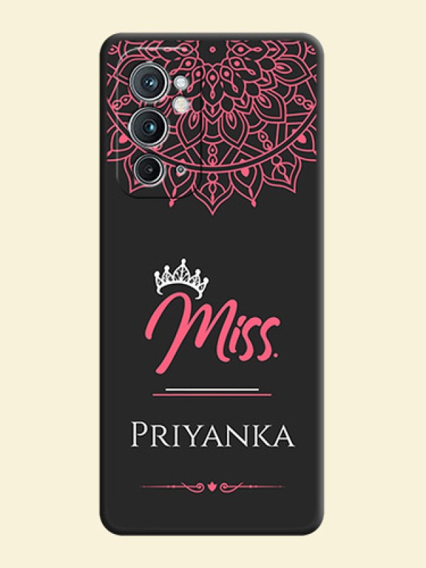 Mrs Name with Floral Design on Space Black Personalized Soft Matte Phone Covers - OnePlus 9RT 5G