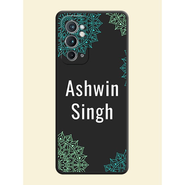 Your Name with Floral Design on Space Black Custom Soft Matte Back Cover - OnePlus 9RT 5G Your Name with Floral Design on Space Black Custom Soft Matte Back Cover - OnePlus 9RT 5G