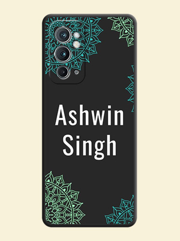 Your Name with Floral Design on Space Black Custom Soft Matte Back Cover - OnePlus 9RT 5G