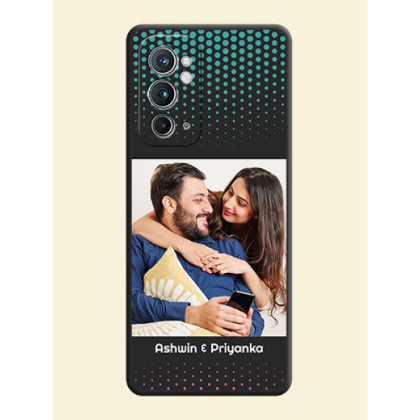 Faded Dots with Grunge Photo Frame and Text on Space Black Custom Soft Matte Phone Cases - OnePlus 9RT 5G Faded Dots with Grunge Photo Frame and Text on Space Black Custom Soft Matte Phone Cases - OnePlus 9RT 5G