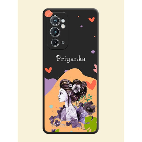 Namecase For Her With Fancy Lady Image On Space Black Personalized Soft Matte Phone Covers -Oneplus 9Rt 5G Namecase For Her With Fancy Lady Image On Space Black Personalized Soft Matte Phone Covers -Oneplus 9Rt 5G