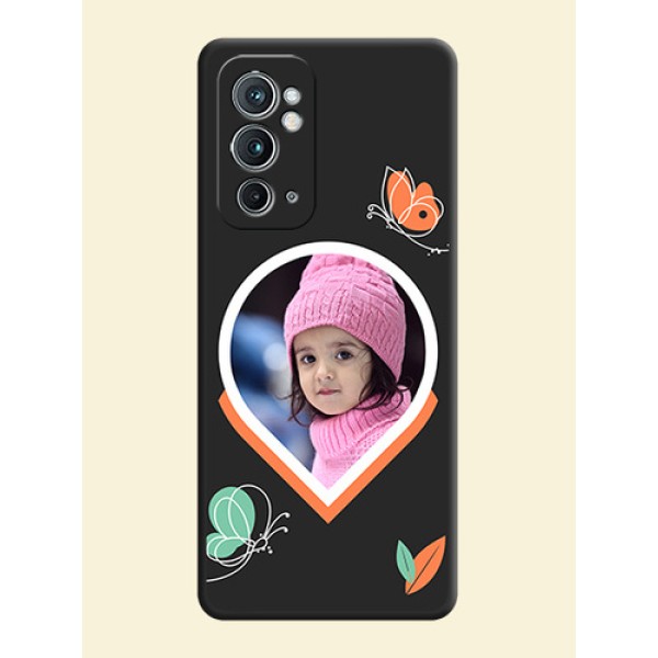 Upload Pic With Simple Butterly Design On Space Black Personalized Soft Matte Phone Covers -Oneplus 9Rt 5G Upload Pic With Simple Butterly Design On Space Black Personalized Soft Matte Phone Covers -Oneplus 9Rt 5G