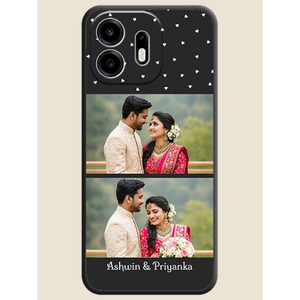Miniature Love Symbols with Name On Space Black Custom Soft Matte Mobile Back Cover - OnePlus N6 5G