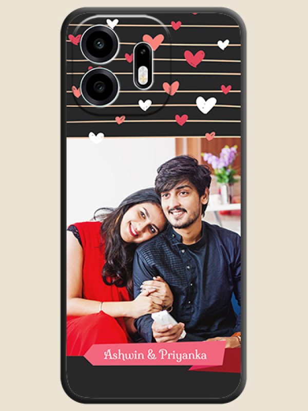 Love Pattern with Name on Pink Ribbon on Photo On Space Black Custom Soft Matte Mobile Back Cover - OnePlus N6 5G