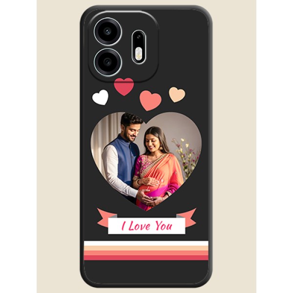 Love Shaped Photo with Colorful Stripes On Space Black Custom Soft Matte Mobile Back Cover - OnePlus N6 5G