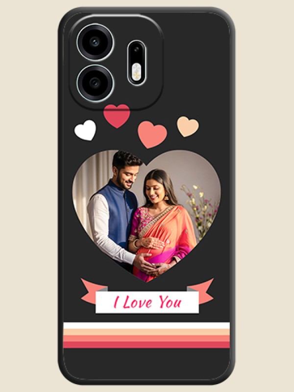 Love Shaped Photo with Colorful Stripes On Space Black Custom Soft Matte Mobile Back Cover - OnePlus N6 5G