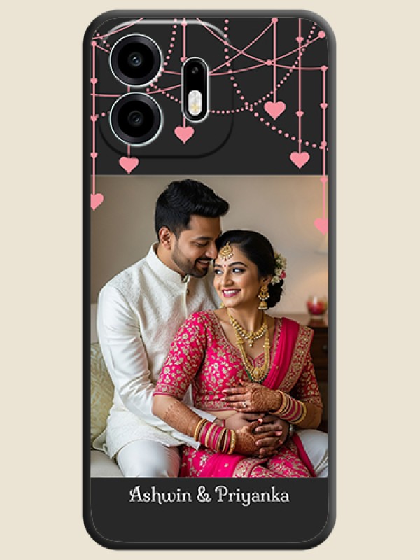 Pink Love Hangings with Text On Space Black Custom Soft Matte Mobile Back Cover - OnePlus N6 5G