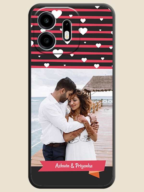 White Color Love Symbols with Pink Lines Pattern On Space Black Custom Soft Matte Mobile Back Cover - OnePlus N6 5G