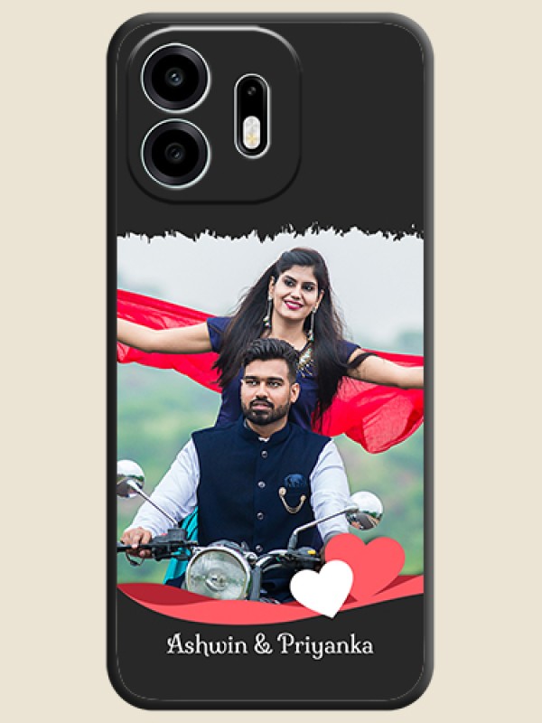 Pin Color Love Shaped Ribbon Design with Text On Space Black Custom Soft Matte Mobile Back Cover - OnePlus N6 5G
