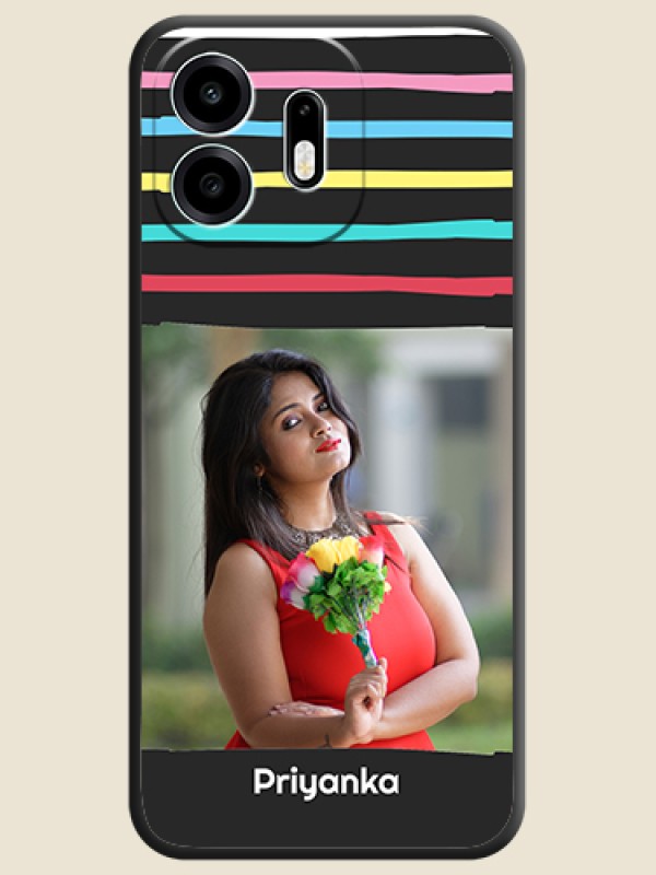 Multicolor Lines with Image On Space Black Custom Soft Matte Mobile Back Cover - OnePlus N6 5G