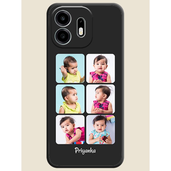 Floral Art with 6 Image Holder on Photo On Space Black Custom Soft Matte Mobile Back Cover - OnePlus N6 5G Floral Art with 6 Image Holder on Photo On Space Black Custom Soft Matte Mobile Back Cover - OnePlus N6 5G